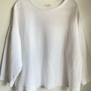 Escape by Habitat Women’s White 100% Cotton 3/4 Sleeve Oversized Sweater Size L